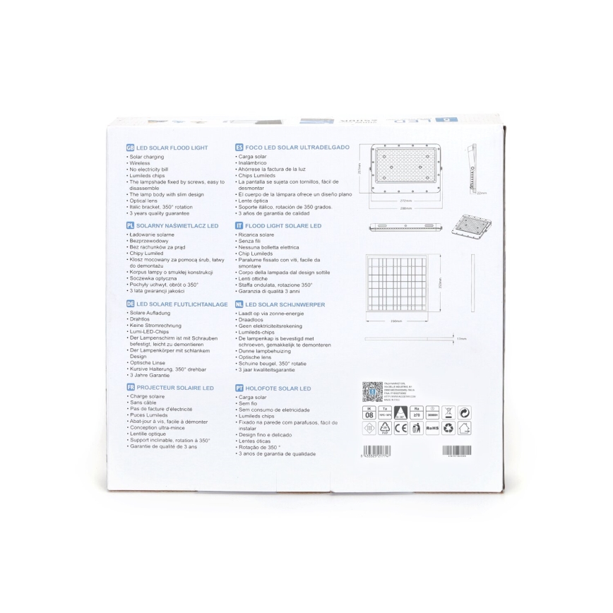 Aigostar - LED himmennettävä aurinkokennovalaisin LED/200W/3,4V 20000 mAh IP65 + kaukosäädin