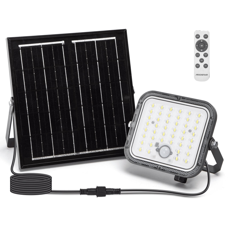 Aigostar - himmennettävä LED-aurinkovalonheitin anturilla LED/80W/3,4V 6500K IP66 4000 mAh + kaukosäädin