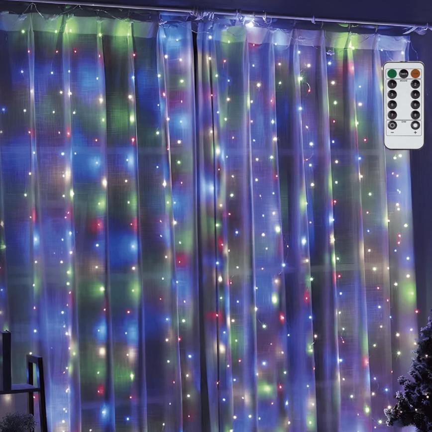 Aigostar - LED himmennettävä joulukoristevalosarja 300xLED/8 toimintoa USB 6x3m monivärinen + kaukosäädin