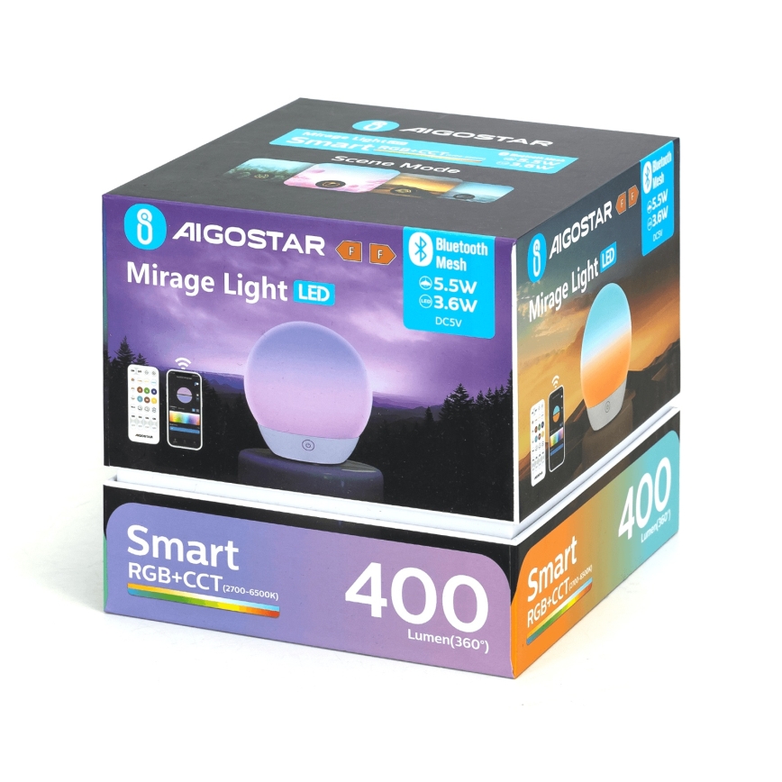 Aigostar - LED RGBW himmennettävä pöytävalaisin LED/5,5 W/5 V Wi‑Fi + kauko-ohjain