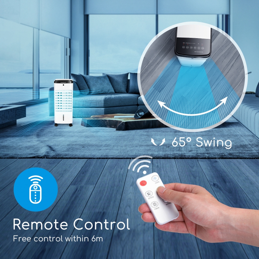 Aigostar - Ilmanjäähdytin 60W/230V valkoinen/musta + kaukosäädin