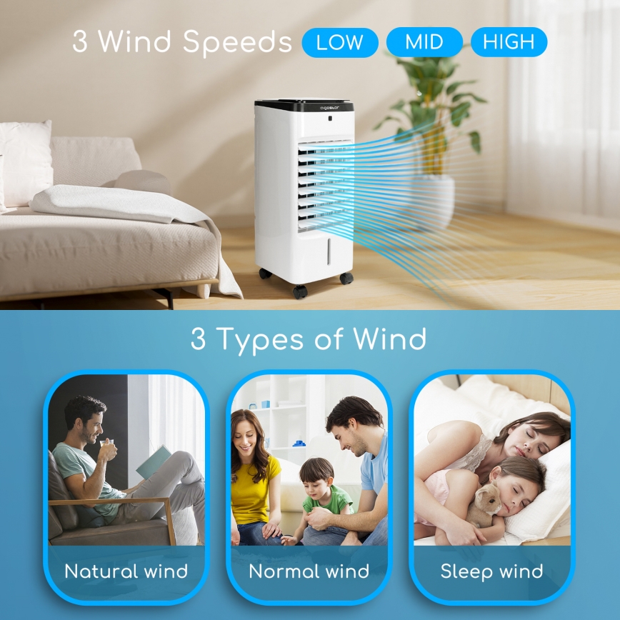 Aigostar - Ilmanjäähdytin 60W/230V valkoinen/musta + kaukosäädin