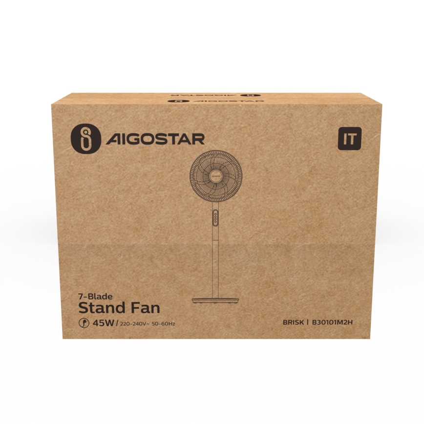 Aigostar - Jalallinen tuuletin 45 W/230 V, halkaisija 35 cm, valkoinen