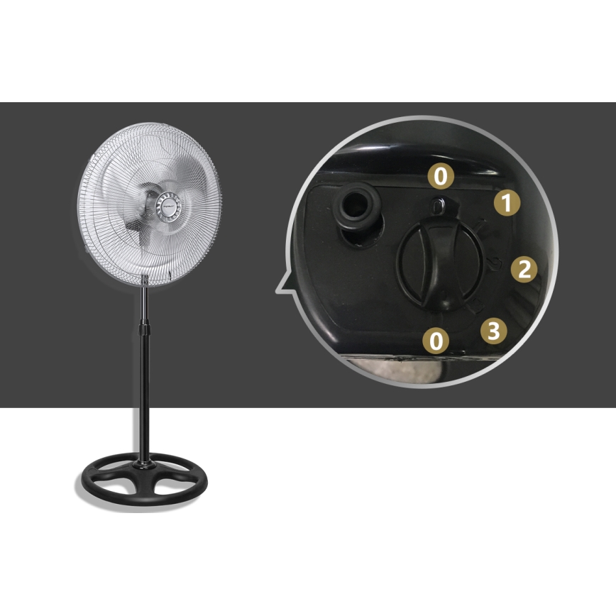 Aigostar - Jalallinen tuuletin 50 W/230 V, Ø 50 cm, kromi/musta