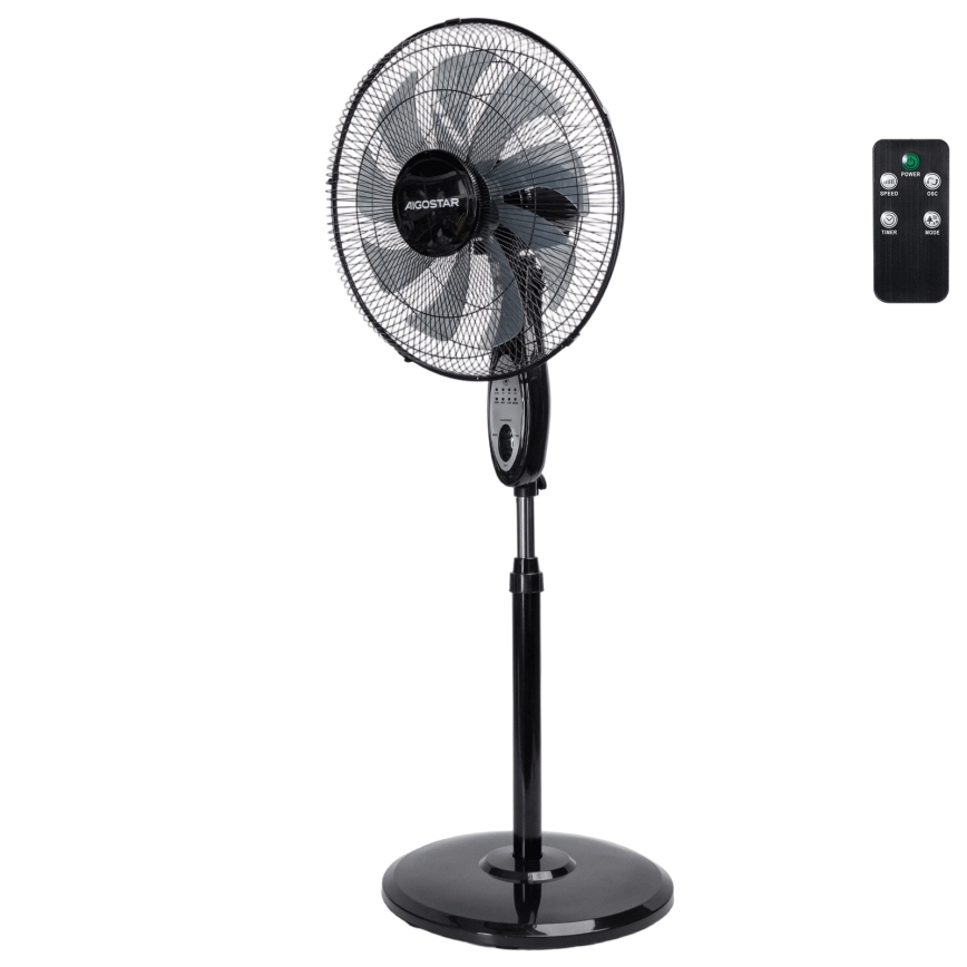 Aigostar - Jalustatuuletin 55W/230V 130 cm musta + kaukosäädin