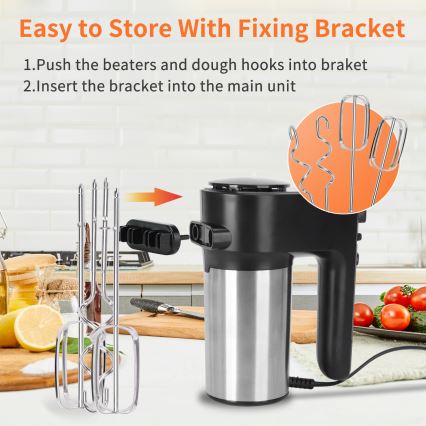 Aigostar - Kädessä pidettävä sekoitn 300W/230V musta/mattakromi