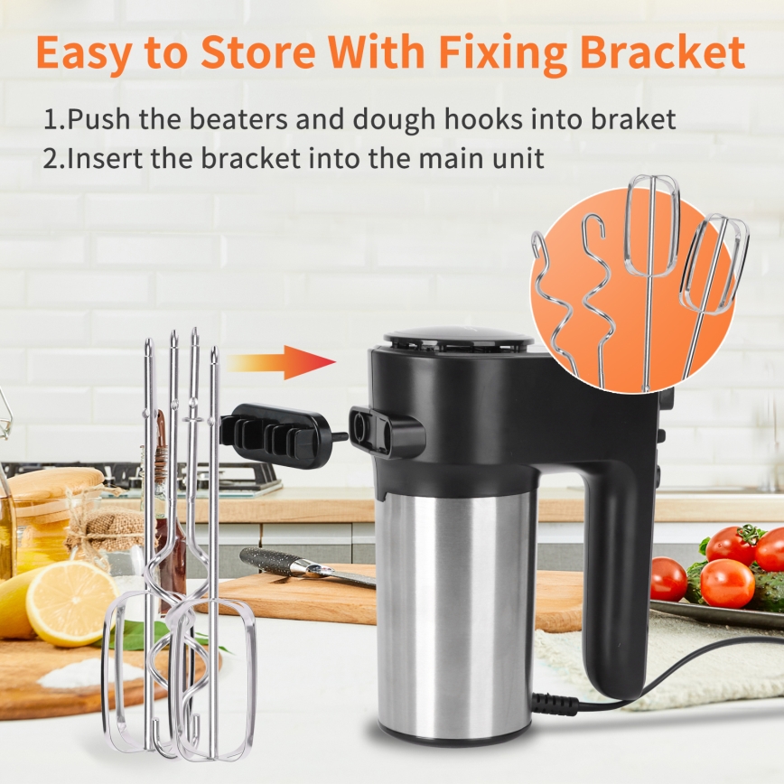 Aigostar - Kädessä pidettävä sekoitn 300W/230V musta/mattakromi