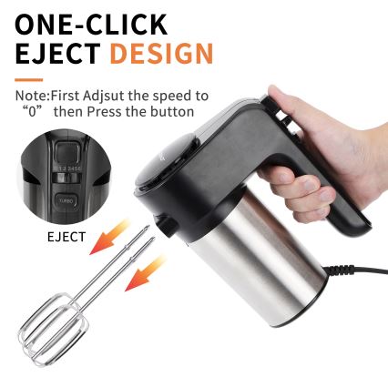 Aigostar - Kädessä pidettävä sekoitn 300W/230V musta/mattakromi