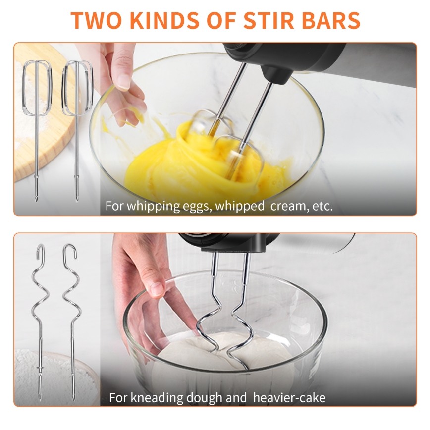 Aigostar - Kädessä pidettävä sekoitn 300W/230V musta/mattakromi