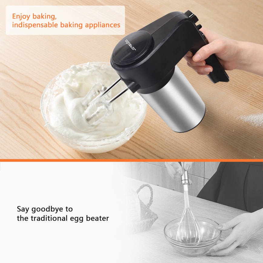 Aigostar - Kädessä pidettävä sekoitn 300W/230V musta/mattakromi