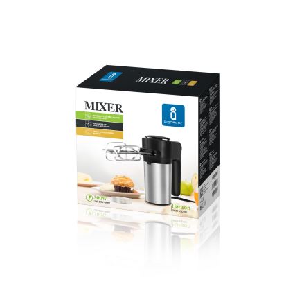 Aigostar - Kädessä pidettävä sekoitn 300W/230V musta/mattakromi