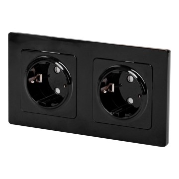 Aigostar - Kaksinkertainen SCHUKO-pistorasia kehyksellä 230V/16A musta