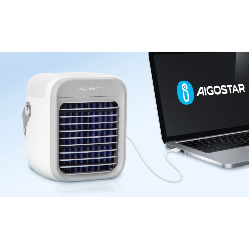 Aigostar - Kannettava ilmastointilaite 8W/5V valkoinen