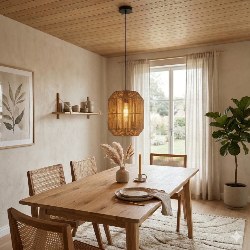 Aigostar - Kattokruunu johdossa 1xE27/60W/230V beige