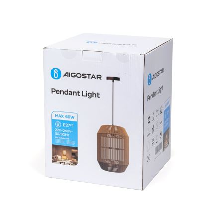 Aigostar - Kattokruunu johdossa 1xE27/60W/230V beige