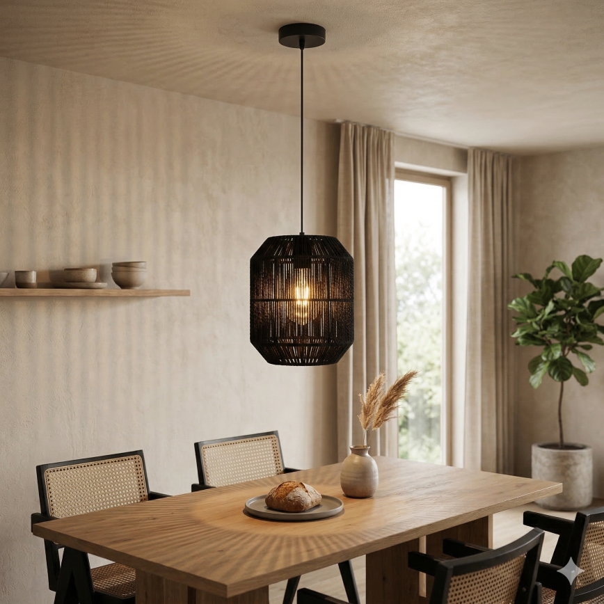 Aigostar - Kattokruunu johdossa 1xE27/60W/230V musta