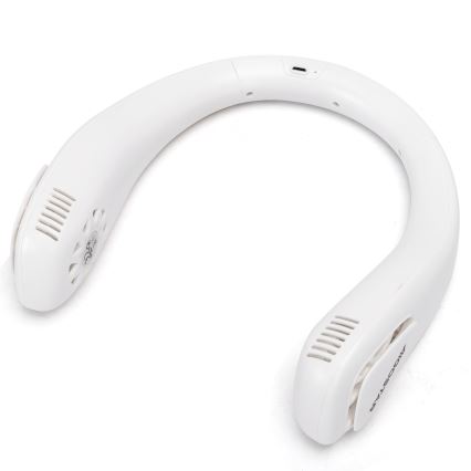 Aigostar - Ladattava kaulatuuletin 4W/5V 2000mAh valkoinen