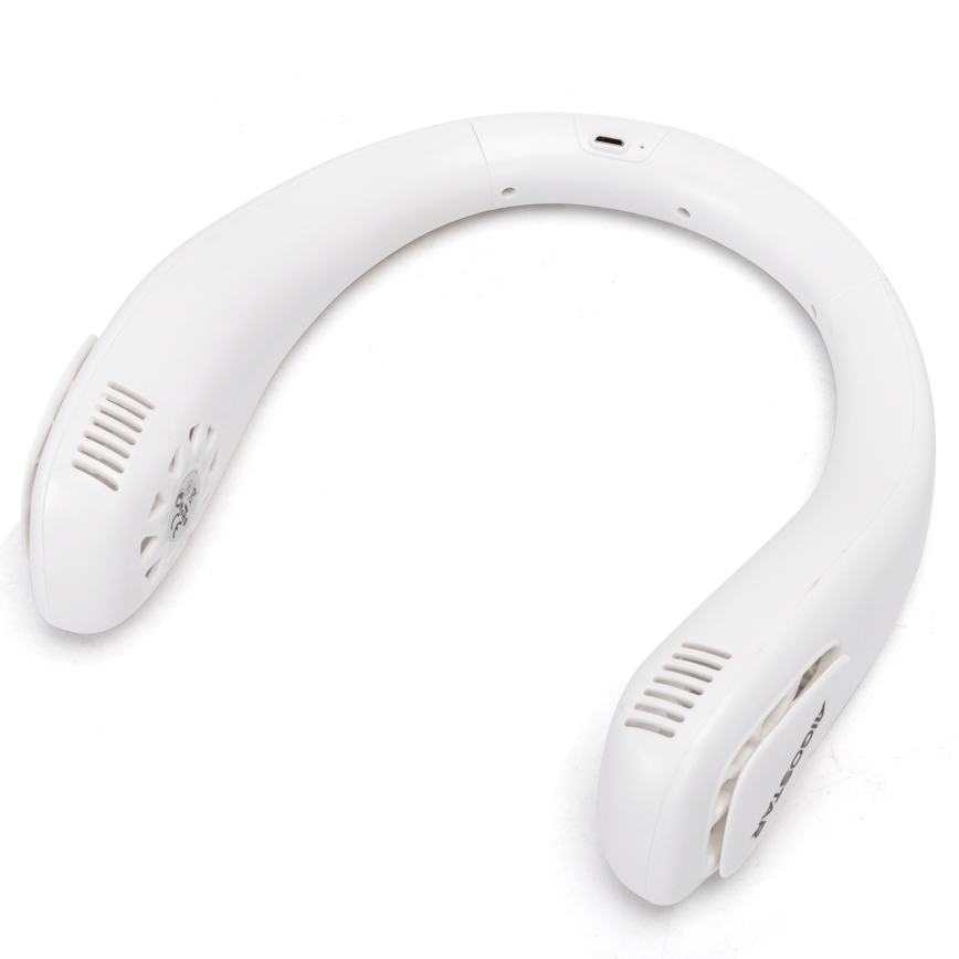 Aigostar - Ladattava kaulatuuletin 4W/5V 2000mAh valkoinen