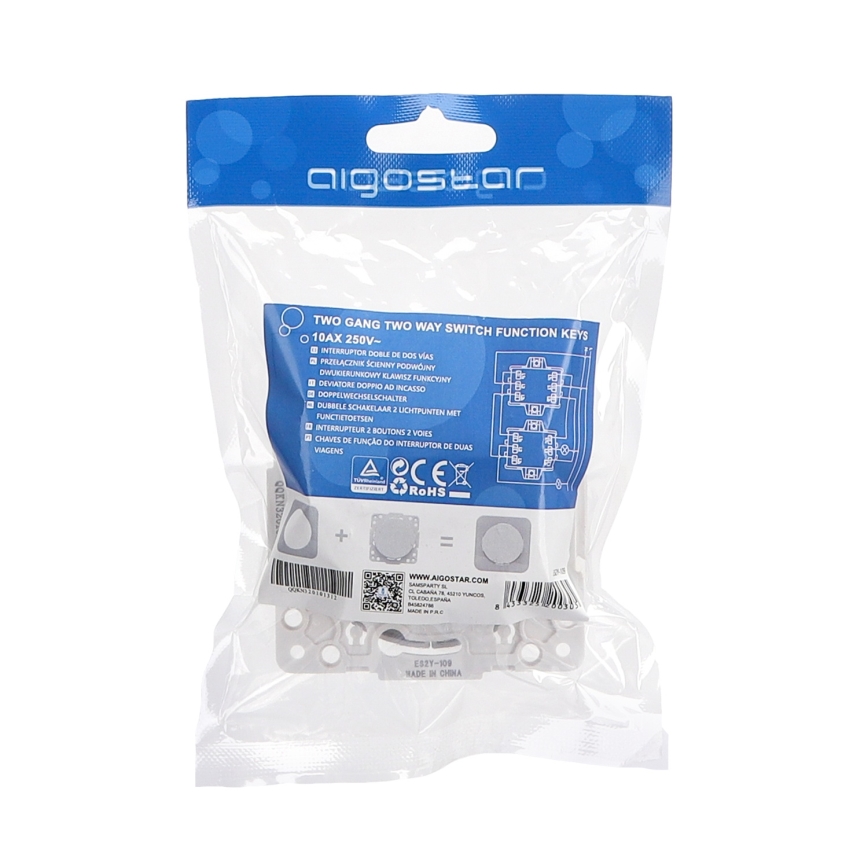 Aigostar - Kehyksetön kaksoiskytkin č. 6 + 6 hopea