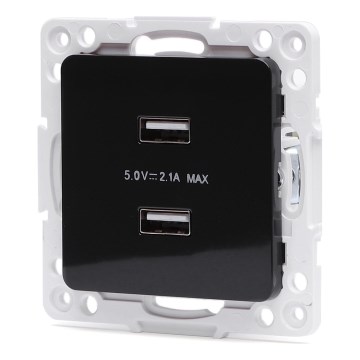 Aigostar - kehyksetön USB-pistorasia, 2x USB-A, musta
