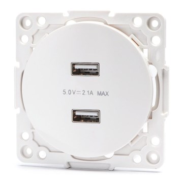 Aigostar - kehyksetön USB-pistorasia, 2x USB-A, valkoinen