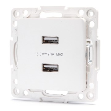 Aigostar - kehyksetön USB-virtapistorasia, 2-porttinen USB-A, valkoinen