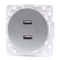 Aigostar - kehyksetön USB-virtapistorasia 2x USB-A, hopea