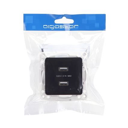 Aigostar - kehyksetön USB-virtapistorasia 2x USB-A musta