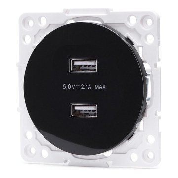 Aigostar - kehyksetön USB-virtapistorasia 2x USB-A musta