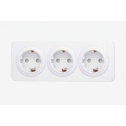 Aigostar - Kodin pistorasia kehyksellä 3Z SCHUKO 250V/16A valkoinen