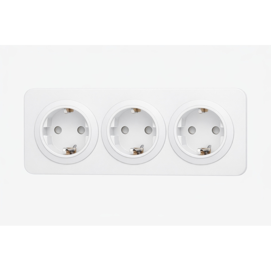 Aigostar - Kodin pistorasia kehyksellä 3Z SCHUKO 250V/16A valkoinen