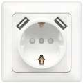 Aigostar - Kodin SCHUKO-pistorasia 250V + 2x USB kehyksellä, valkoinen