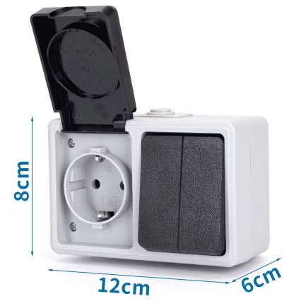 Aigostar - Kodin vaihtovirtakytkin pistorasialla 250V/16A IP54