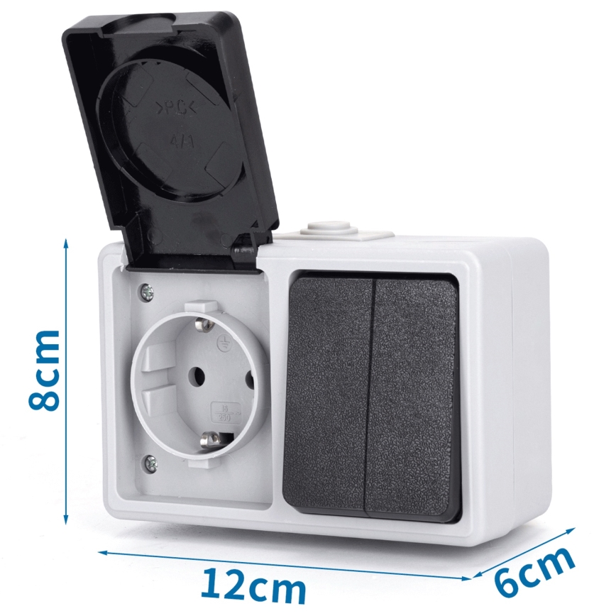 Aigostar - Kodin vaihtovirtakytkin pistorasialla 250V/16A IP54