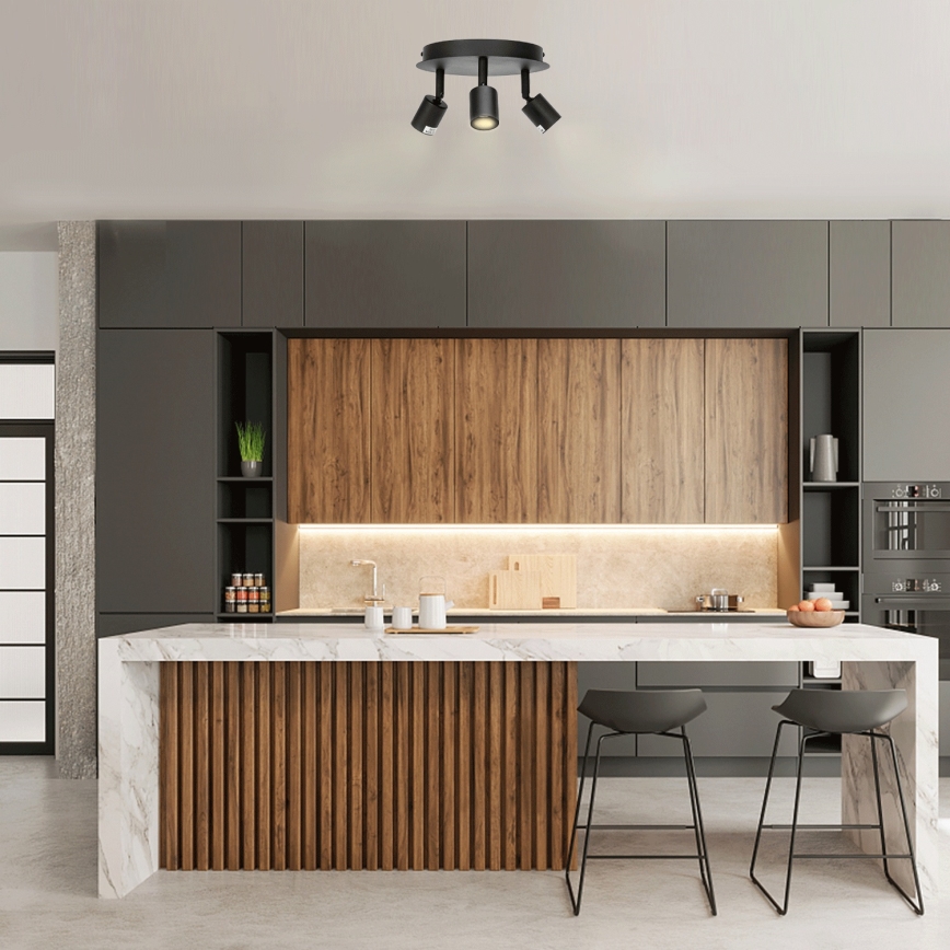 Aigostar - Kohdevalaisin 3xGU10/60W/230V musta