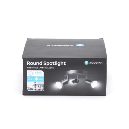 Aigostar - Kohdevalaisin 3xGU10/60W/230V musta