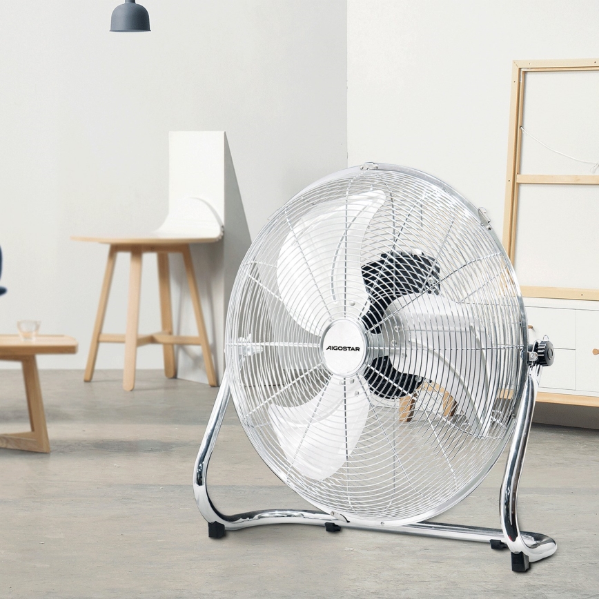 Aigostar - Lattiatuuletin 100W/230V halkaisija 54 cm kiiltävä kromi
