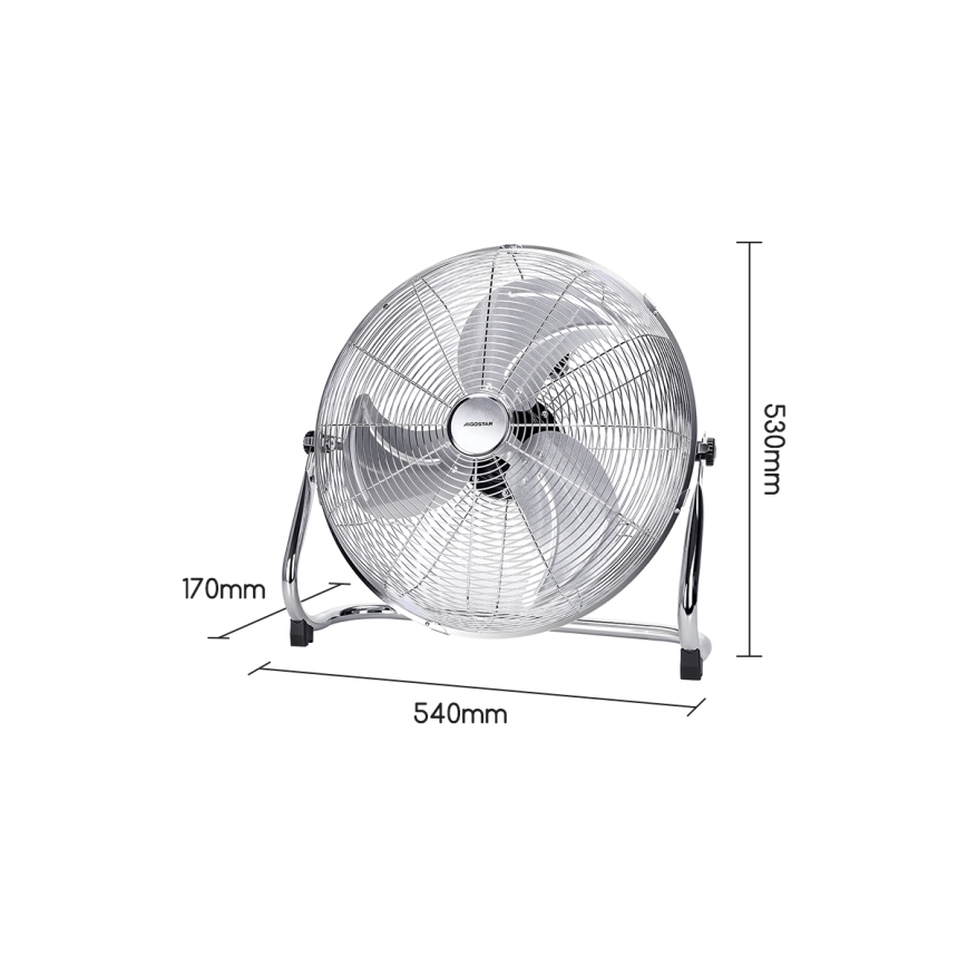 Aigostar - Lattiatuuletin 100W/230V halkaisija 54 cm kiiltävä kromi