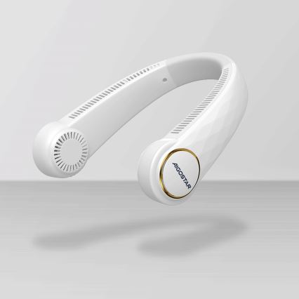 Aigostar - Ladattava kaulan tuuletin 4W/5V 2000mAh valkoinen