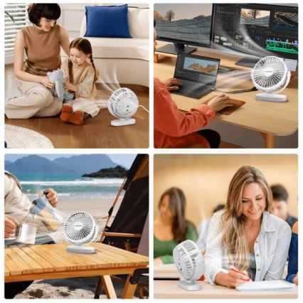 Aigostar - Ladattava pöytätuuletin 4W/5V 1500mAh valkoinen