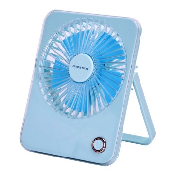 Aigostar - Ladattava pöytätuuletin 5W/5V 3600mAh USB sininen