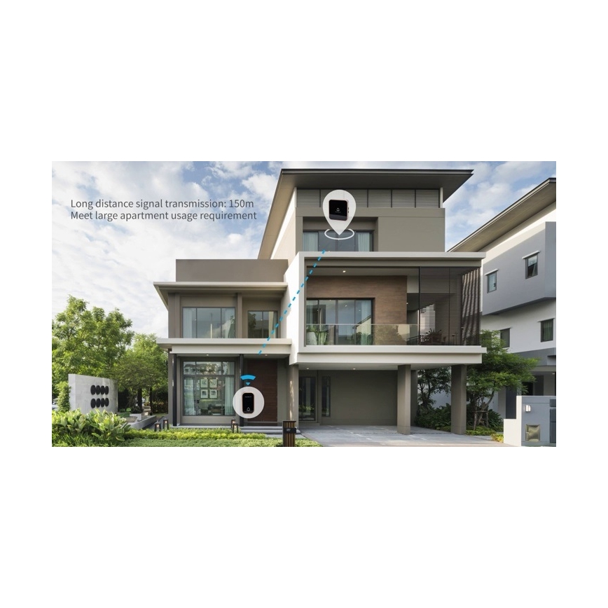 Aigostar - Langaton ovikello 230V musta