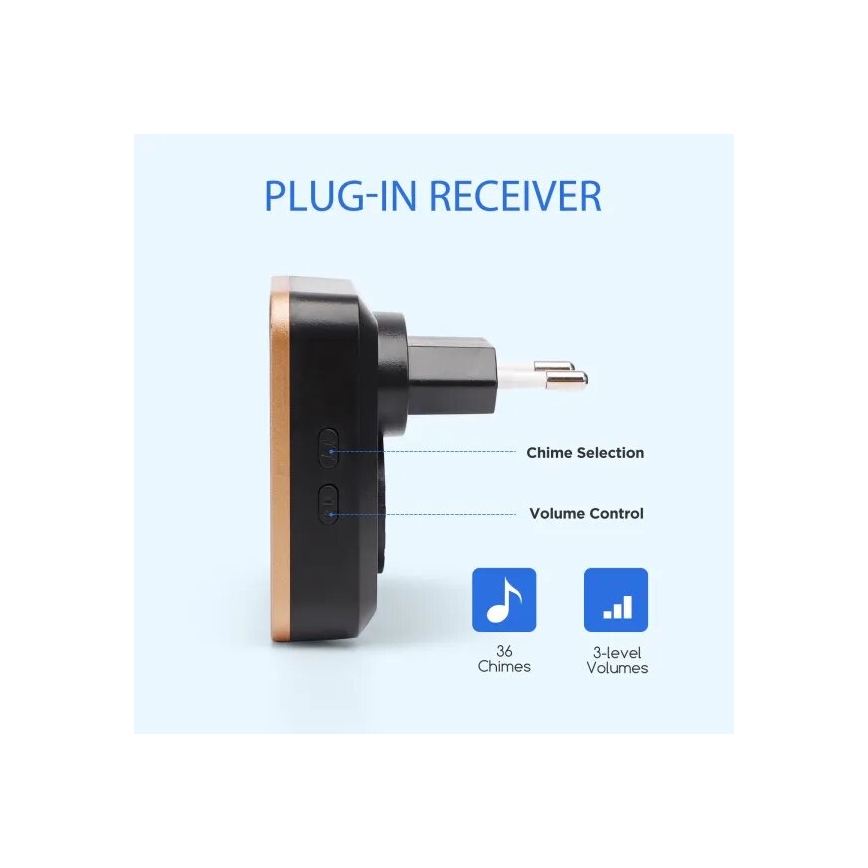 Aigostar - Langaton ovikello 230V musta