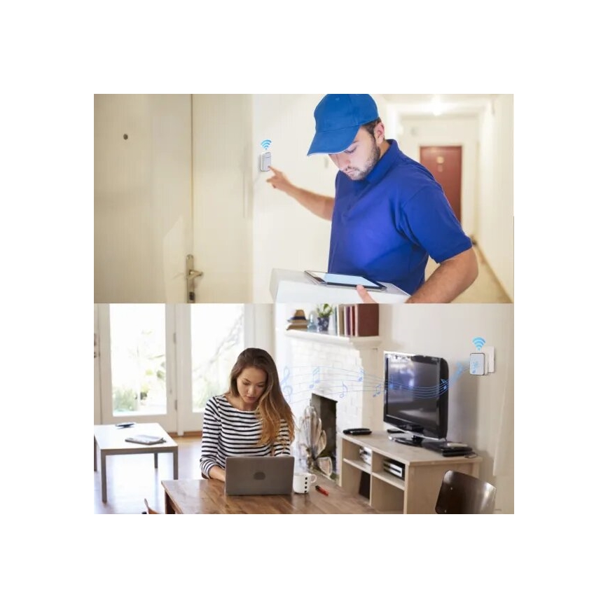 Aigostar - Langaton ovikello 230V valkoinen