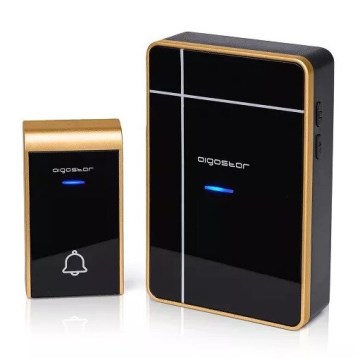 Aigostar - Langaton ovikello 3xAA/12V IP44 musta/kupari