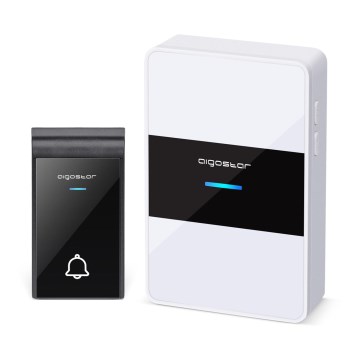 Aigostar - Langaton ovikello 3xAA/12V IP44 musta/valkoinen