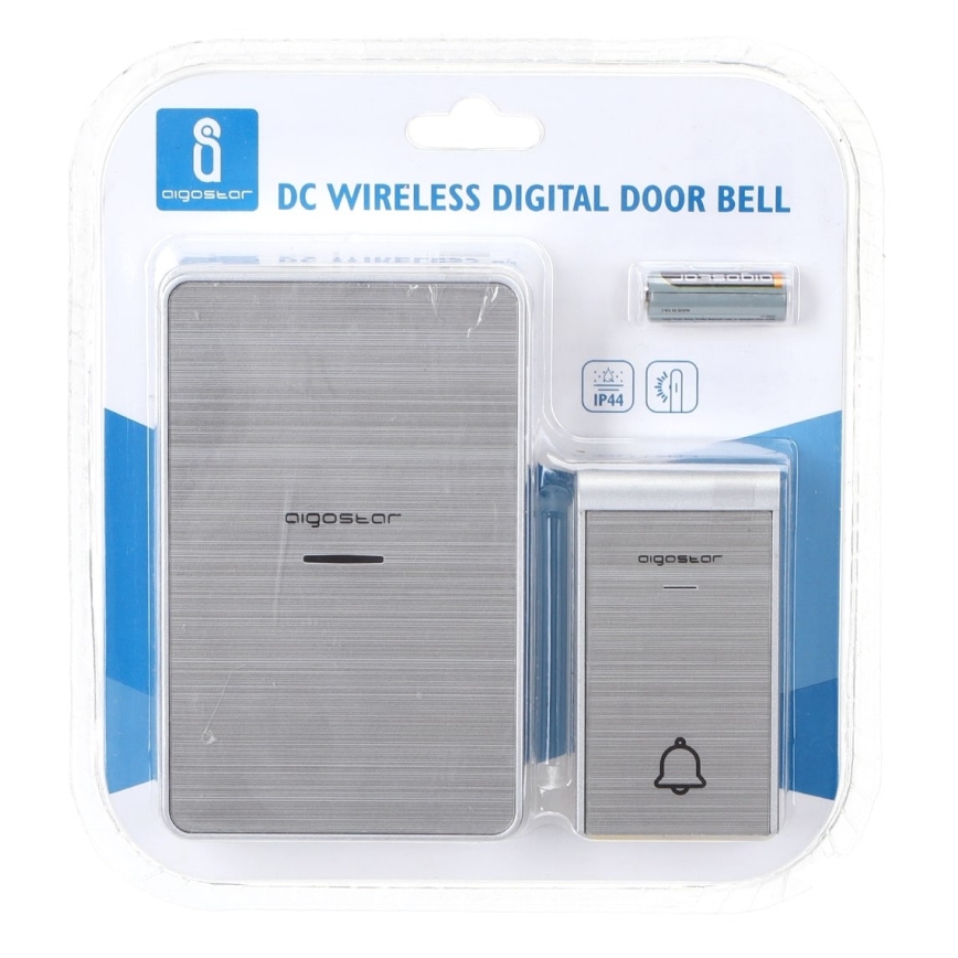 Aigostar - Langaton ovikello 3xAA/12V IP44 hopea