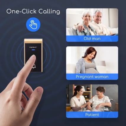 Aigostar - Langaton ovikello 3xAA/12V IP44 musta/kupari