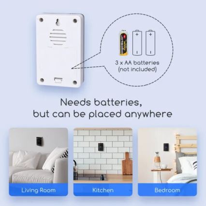 Aigostar - Langaton ovikello 3xAA/12V IP44 valkoinen/hopea