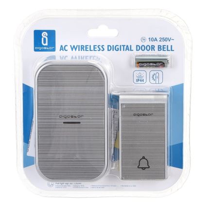 Aigostar - Langaton ovikello pistorasiaan 230V/12V IP44 hopea